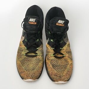 Nike Flyknit Lunar 3 Shoes Mens Sz 11.5 Black Orange Athletic Trainers Sneaker